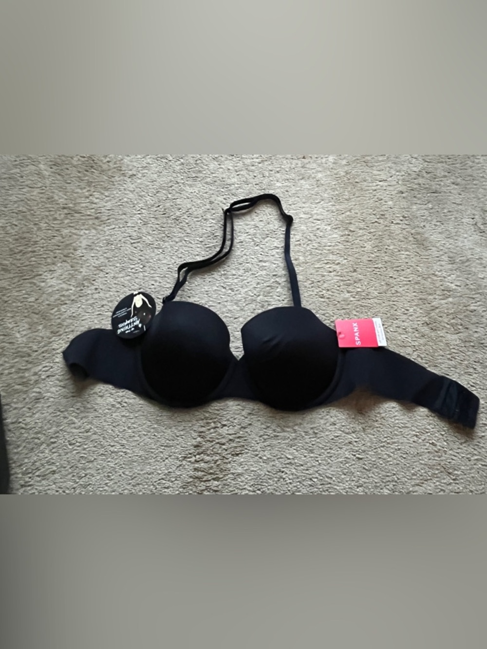 NWT SPANX Seamless Black Convertible up for anything strapless  Bra 32D
